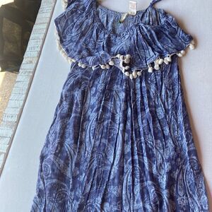 Mimi Chica dress Off shoulder S blue and white